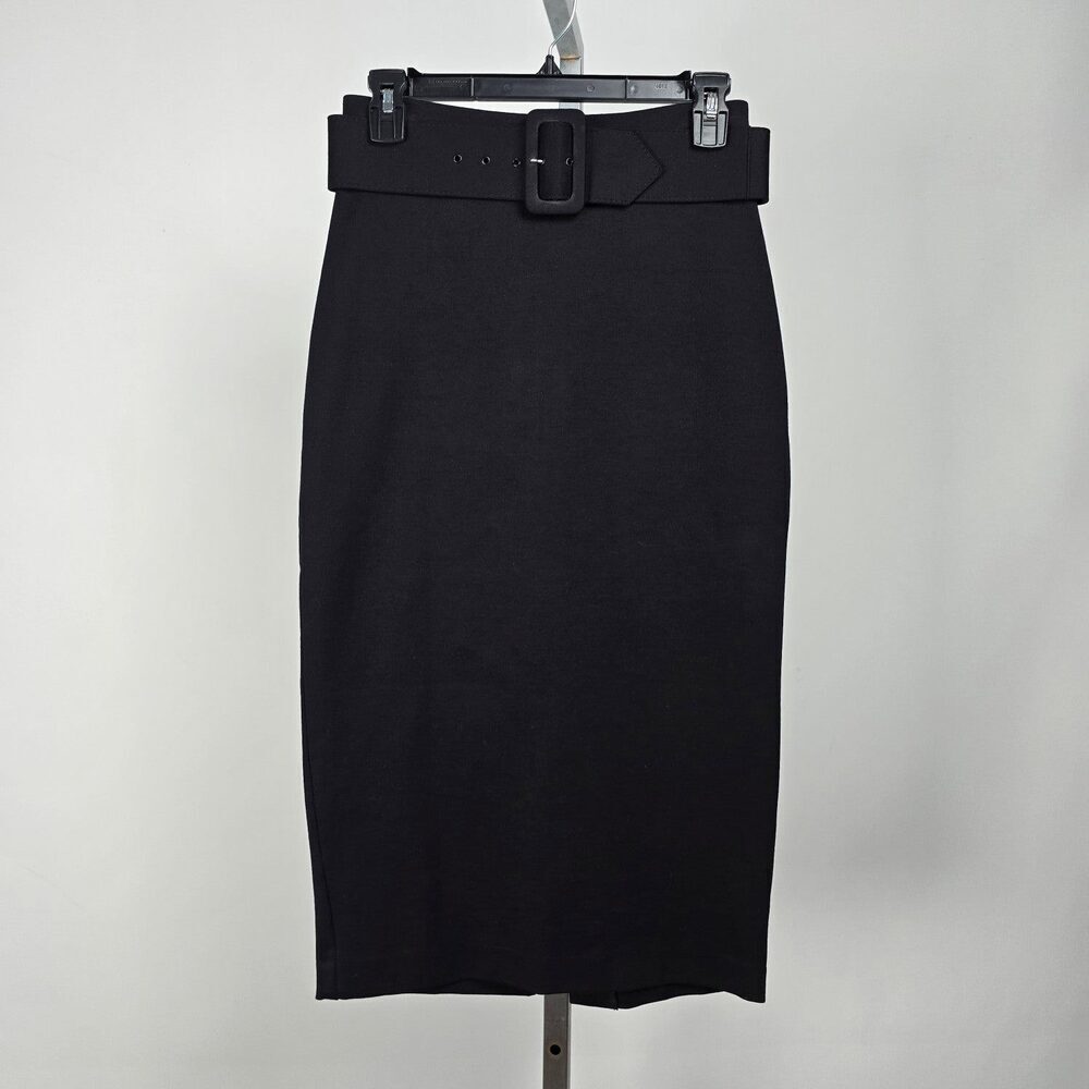 Le Chateau Black Belted Midi Pencil Skirt Size 5/6